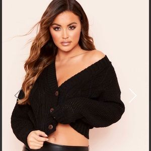 NWT Missy Empire Black Cropped Cardigan sz 8 (sm)